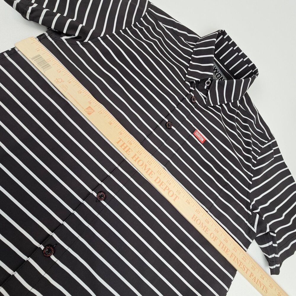 Dixxon Flannel Fast Lane Men's Medium Black White Striped Button Up Shirt - Picture 4 of 10